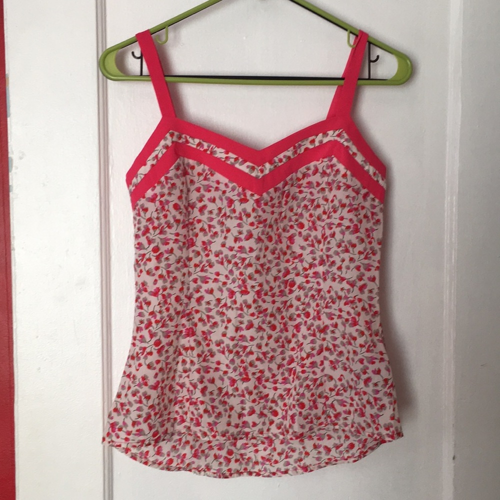 Tulle sassy pink floral cami tank XS